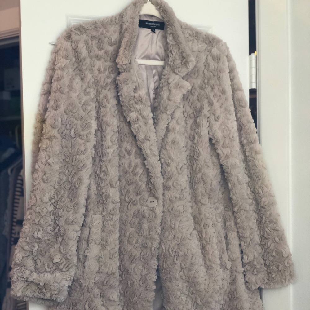 Beige faux fur jacket